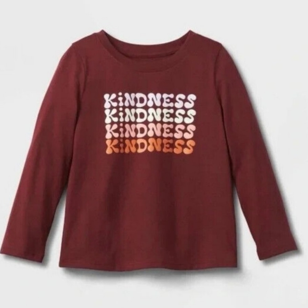 🎯nwt cat & Jack maroon kindness longsleeve tee